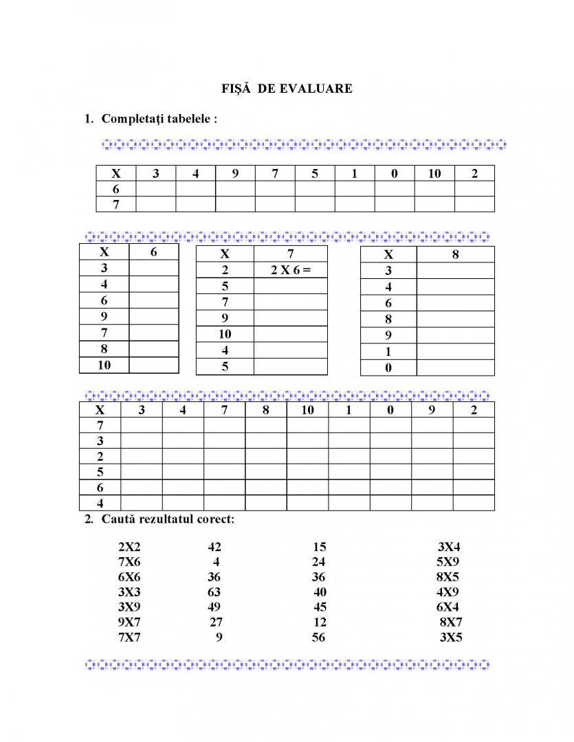 FIŞĂ  DE EVALUARE