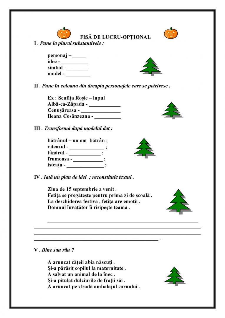 FIŞĂ DE LUCRU- OPŢIONAL LLR