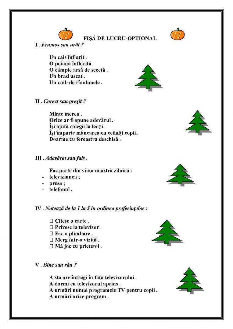 FIŞĂ DE LUCRU- OPŢIONAL LLR